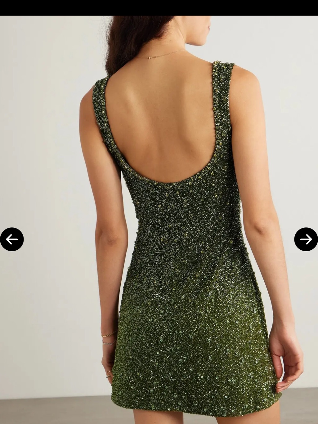 Olive Green Embellished Square-Neck Mini Dress — image 2 of 5